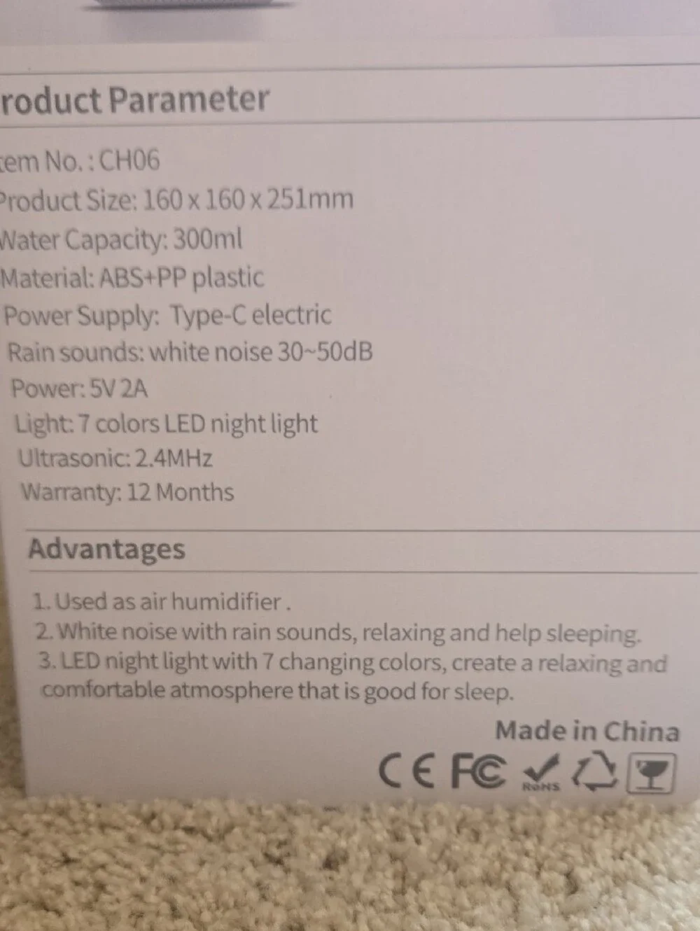 Rain Cloud Aroma Diffuser Humidifier - WHITE NWT